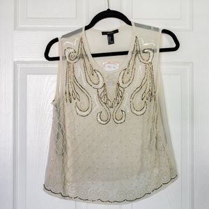 ✨Forever 21 Beaded Top in Taupe/Cream ✨